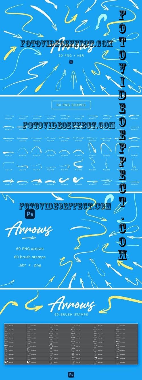 60 Hand Drawn Arrows - PNG and Stamp - 10176870