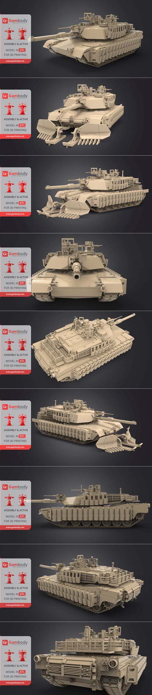 Tank M1A2 Abrams Tusk 3D Print