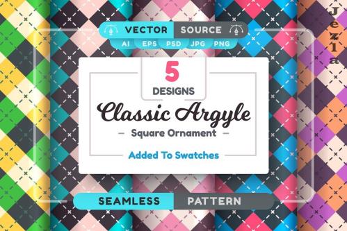 Set 5 Argyle Seamless Patterns - 10179421
