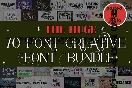 The Huge Creative Font Bundle - 70 Premium Fonts