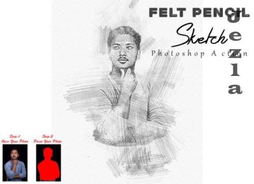 Felt Pencil Sketch Photoshop Action - 10180326