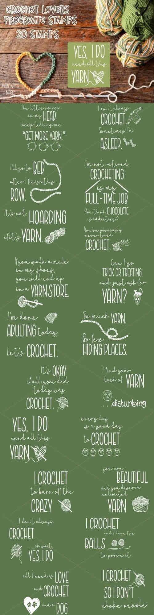 Crochet Lovers Procreate Stamps