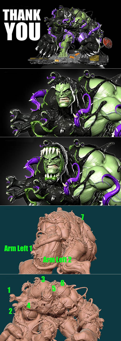 Venomized Hulk 3D Print