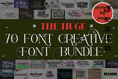 The Huge Creative Font Bundle - 70 Premium Fonts