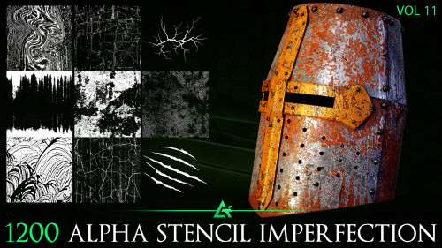 Artstation - 1200 Practical Alpha Seamless and Tileable Stencil Imperfections (MEGA Pack) - Vol 11