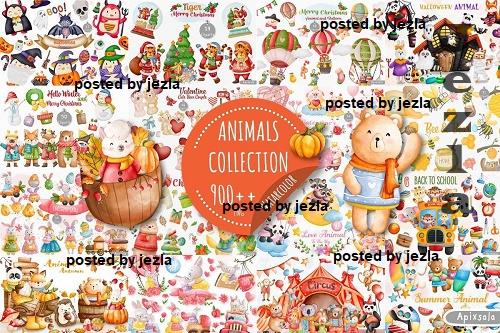 Animal Watercolor Clipart Big Bundle -  25 Premium Graphics