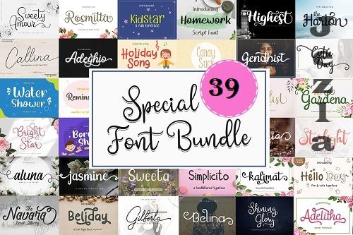Special Font Bundle - 39 Premium Fonts