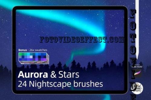 Aurora & stars brushes for procreate - 7319128