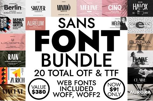 Sans Serif Font Bundle - 20 Premium Fonts