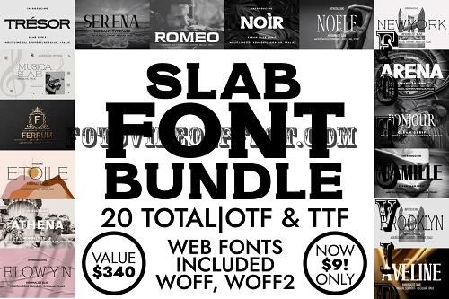 Slab Serif Font Bundle - 20 Premium Fonts