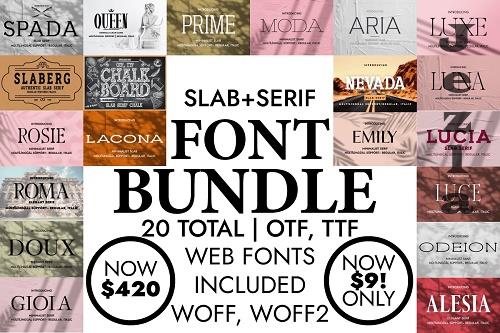 Slab & Serif Font Bundle - 20 Premium Fonts