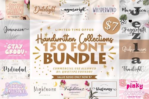 The Handwritten Collections Font Bundle - 150 Premium Fonts The Handwritten Collections Font Bundle - 150 Premium Fonts