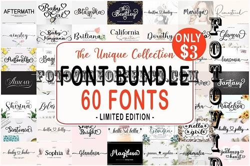 The Unique Collection Font Bundle - 60 Premium Fonts