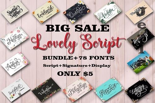 Lovely Script Bundle -  78 Premium Fonts