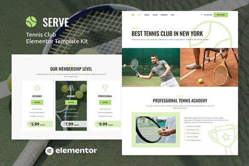 ThemeForest - Serve - Tennis School & Sport Club Elementor Template Kit - 39987974
