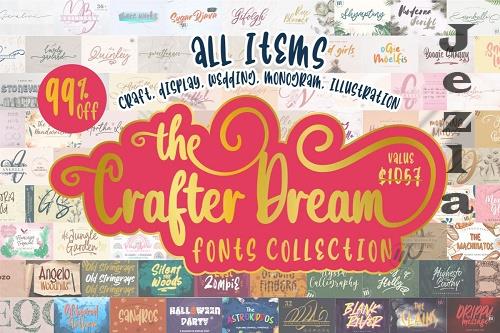 The Crafter Dream Bundle -  91 Premium Fonts, 2 Premium Graphics