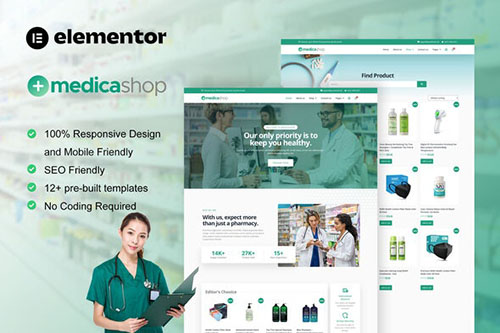 ThemeForest - MedicaShop - Pharmacy & Medical Store Elementor Template Kit - 39933128