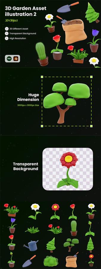3D Garden Asset Illustration 2