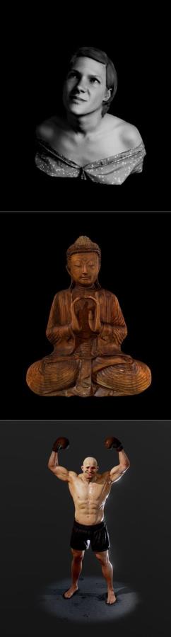 Portrait bw and Pugile (Boxer) and Bouddha Bois 3D Print
