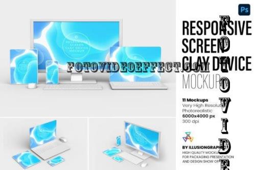 Responsive Screen Clay Device Mockup - 10238383