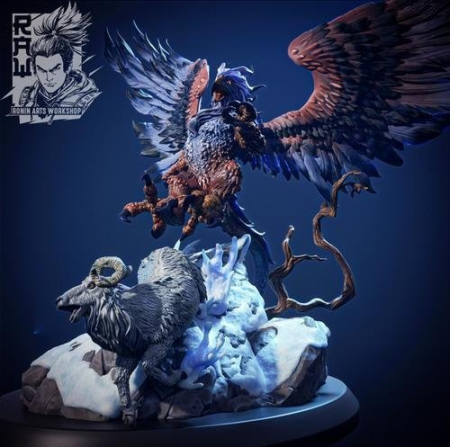 Hunt at the Summit - Giant Griffin Diorama – 3D Print