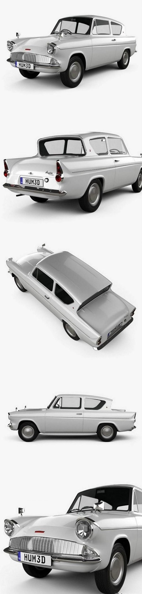 Ford Anglia 105e 2-door Saloon 1967 3D Model