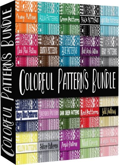 Colorful Patterns Digital Paper Bundle - Includes 480 papers (JPG)