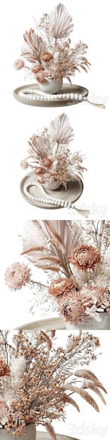 Bouquet of dried flowers with chrysanthemums 34 3D Model