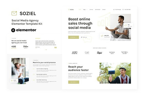 ThemeForest - Soziel - Social Media Agency Elementor Template Kit - 40052781