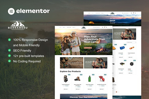 ThemeForest - Barrameru - Outdoor Adventure Camping Store Elementor Pro Template Kit - 40073824