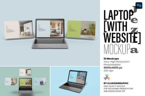 Laptop with Website Mockup 12 views - 7536361