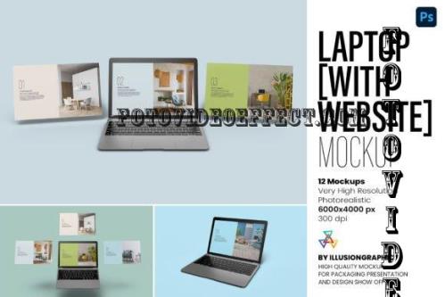 Laptop with Website Mockup 12 views - 7536361