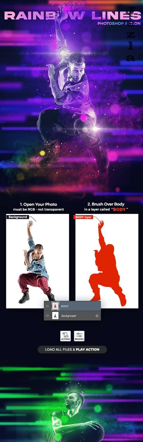 Rainbow Lines Photoshop Action - 39195883
