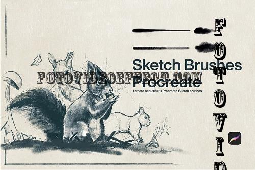 10 Sketch Brushes Procreate - 10258155