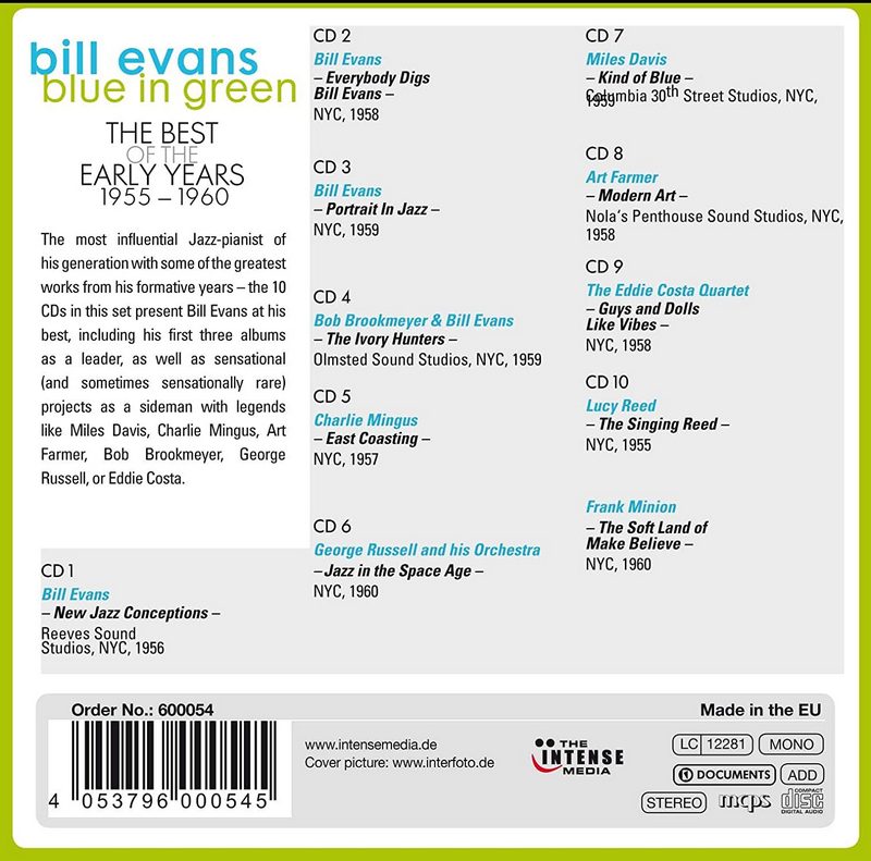 Bill Evans - Blue in Green, The Best of the Early Years 1955 -1960 (2013) 10CD Lossless