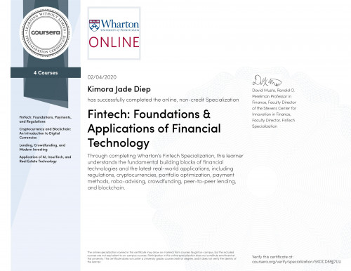 Coursera – Fintech Foundations & Applications of Financial Technology Specialization