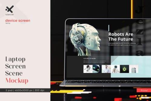 Laptop Screen Scene Mockup - 2219070