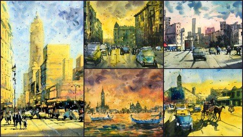 Urban Landscapes In Watercolor Atmosphere And Vibrancy