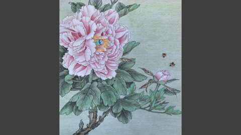 Relax With Chinese Painting - Peony Flower And Bees