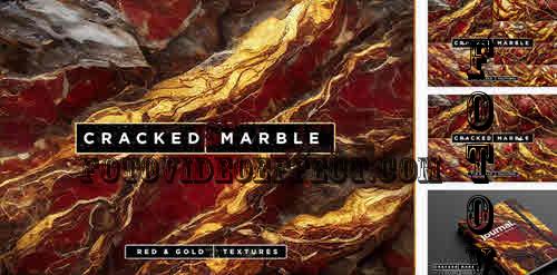 Red & Gold Cracked Marble Textures - 10214651