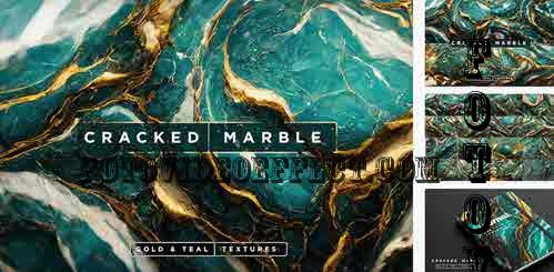 Gold & Teal Cracked Marble Textures