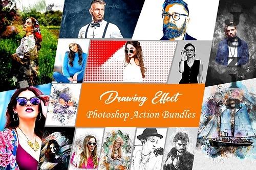 Drawing Effect Photoshop Action Bundle - 20 Premium Graphics