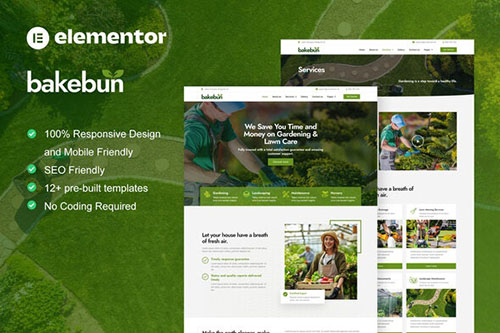 ThemeForest - Bakebun - Landscape & Gardening Elementor Template Kit/40247738
