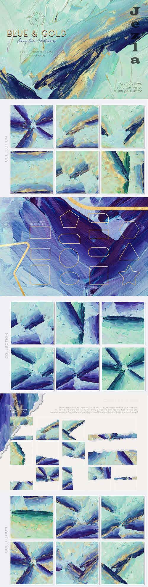 Turquoise & Gold Acrylic Backgrounds - 10262923