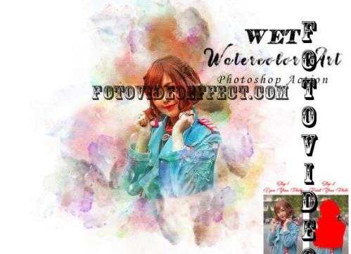 Wet Watercolor Art Photoshop Action - 10296503