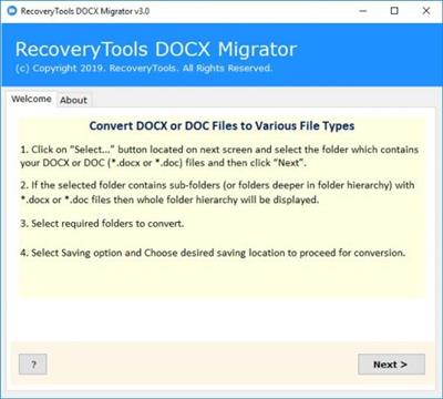 RecoveryTools DOCX Migrator  3.7