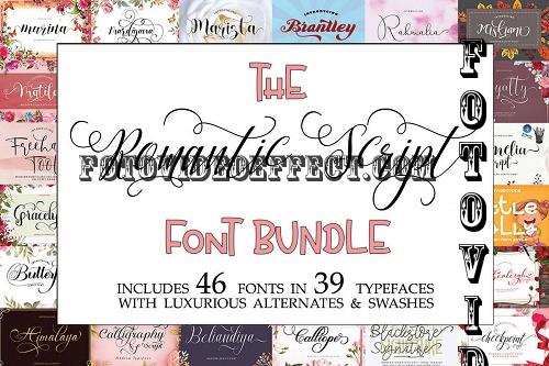 The Romantic Script Font Bundle - 46 Premium Fonts