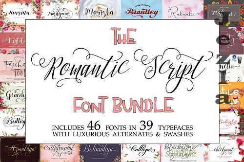 The Romantic Script Font Bundle - 46 Premium Fonts