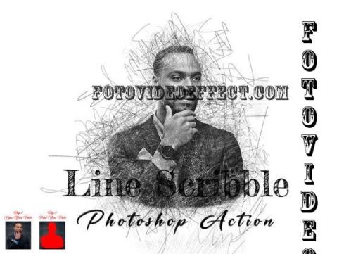 Line Scribble Photoshop Action  - 10307047