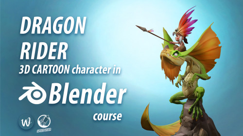 Wingfox - Dragon Rider 3D cartoon character in Blender course
